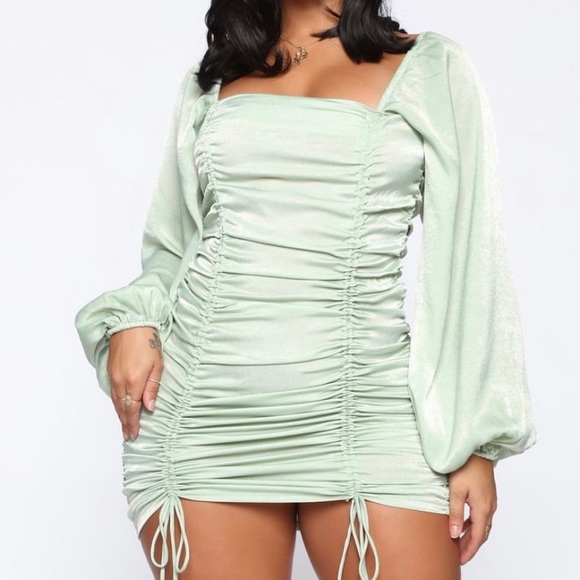 Fashion Nova Dresses & Skirts - Mint green puff sleeve dress